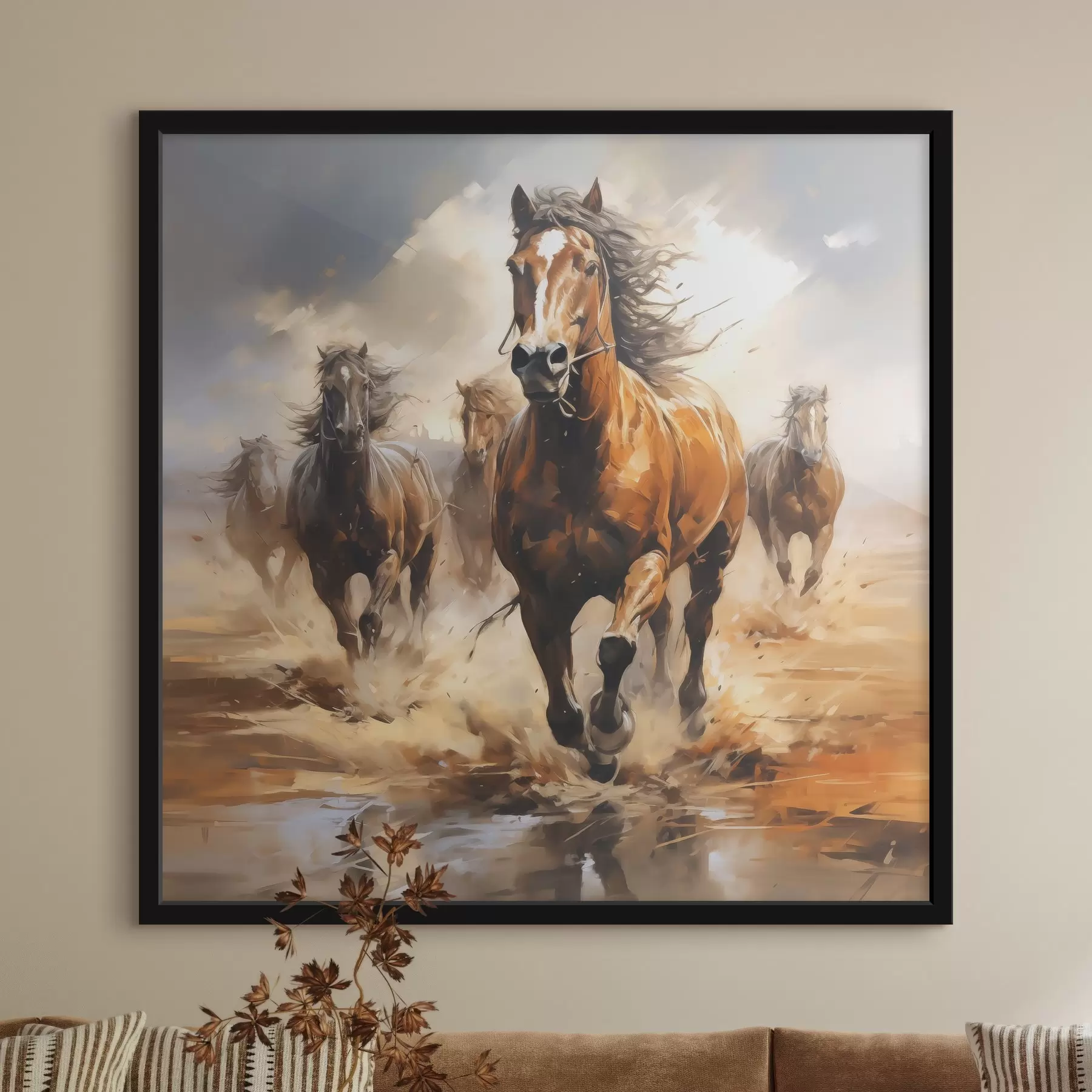 Tablouri Cai galopând pe pajiște pictură în ulei f39436