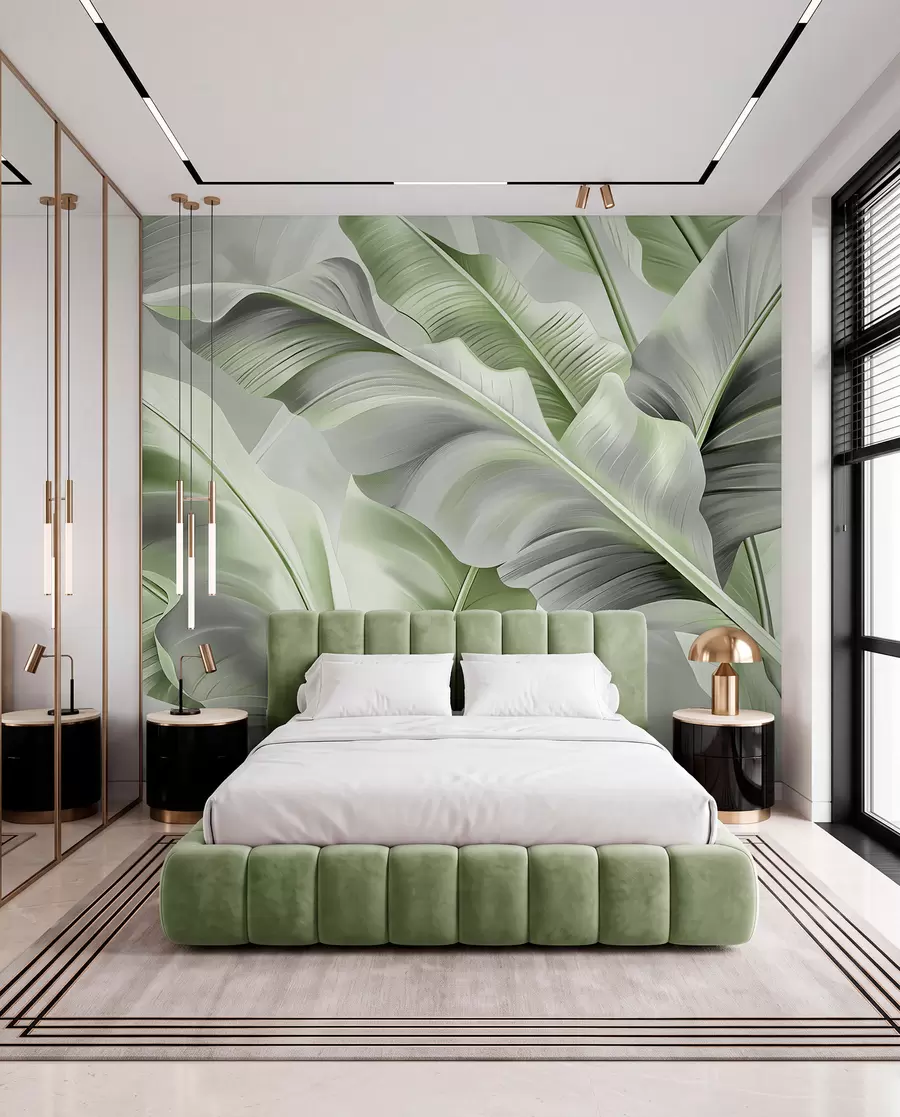 fototapet Frunze de banan verde salvie w07876v3