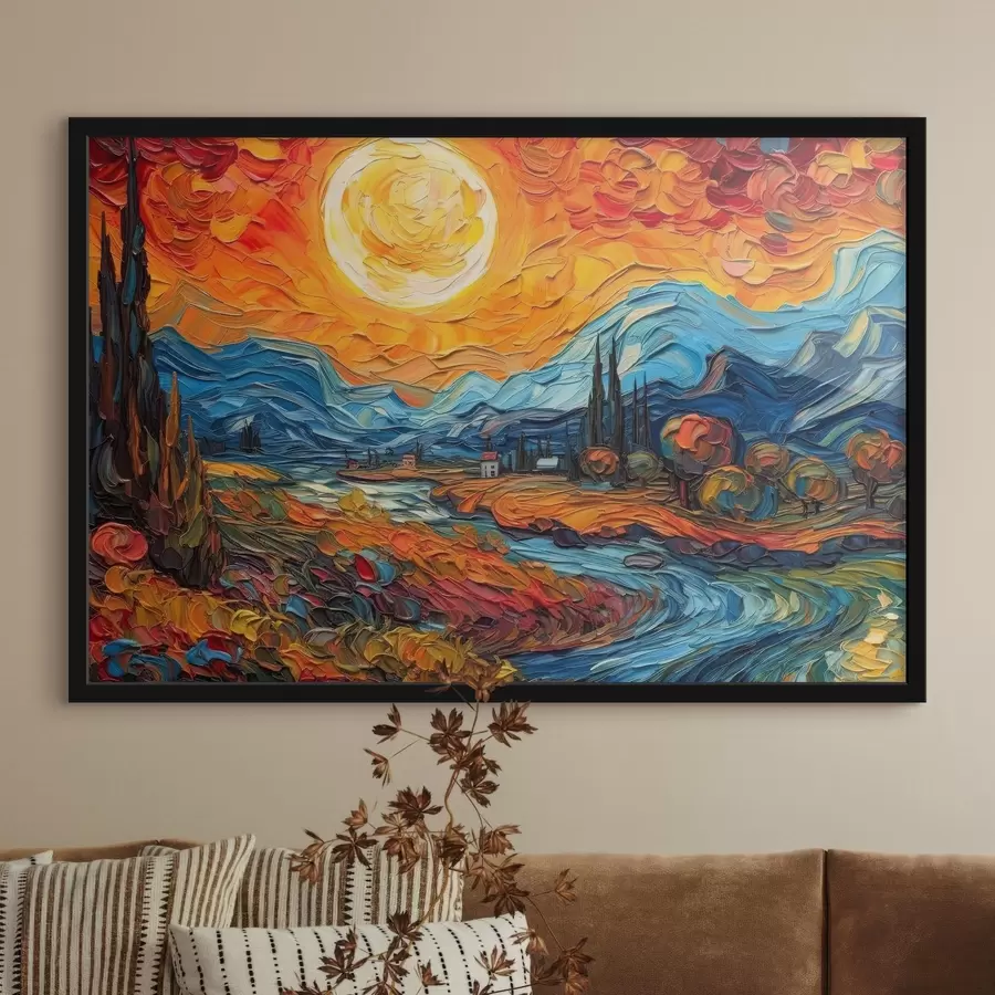 fototapet Apus de soare vibrant peste un peisaj senin f38057