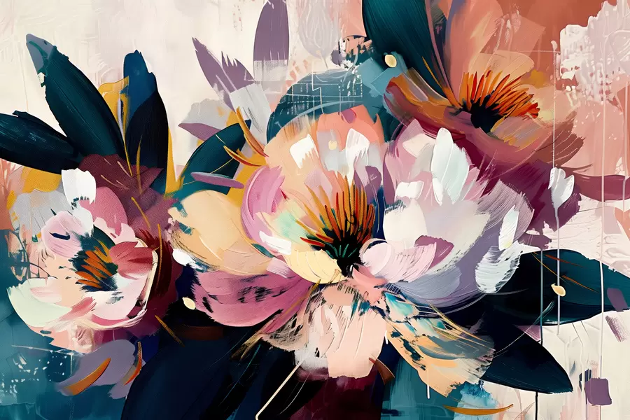 fototapet Florile mari sunt pictate în ulei w07940