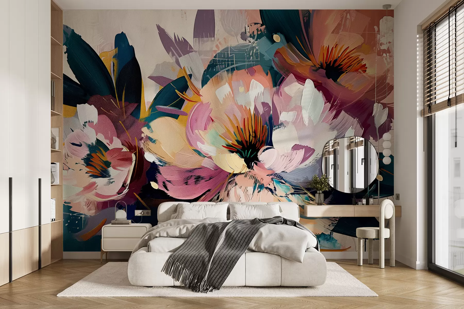 fototapet Florile mari sunt pictate în ulei w07940