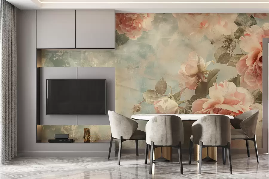 fototapet Fundal fumuriu cu flori delicate w07941