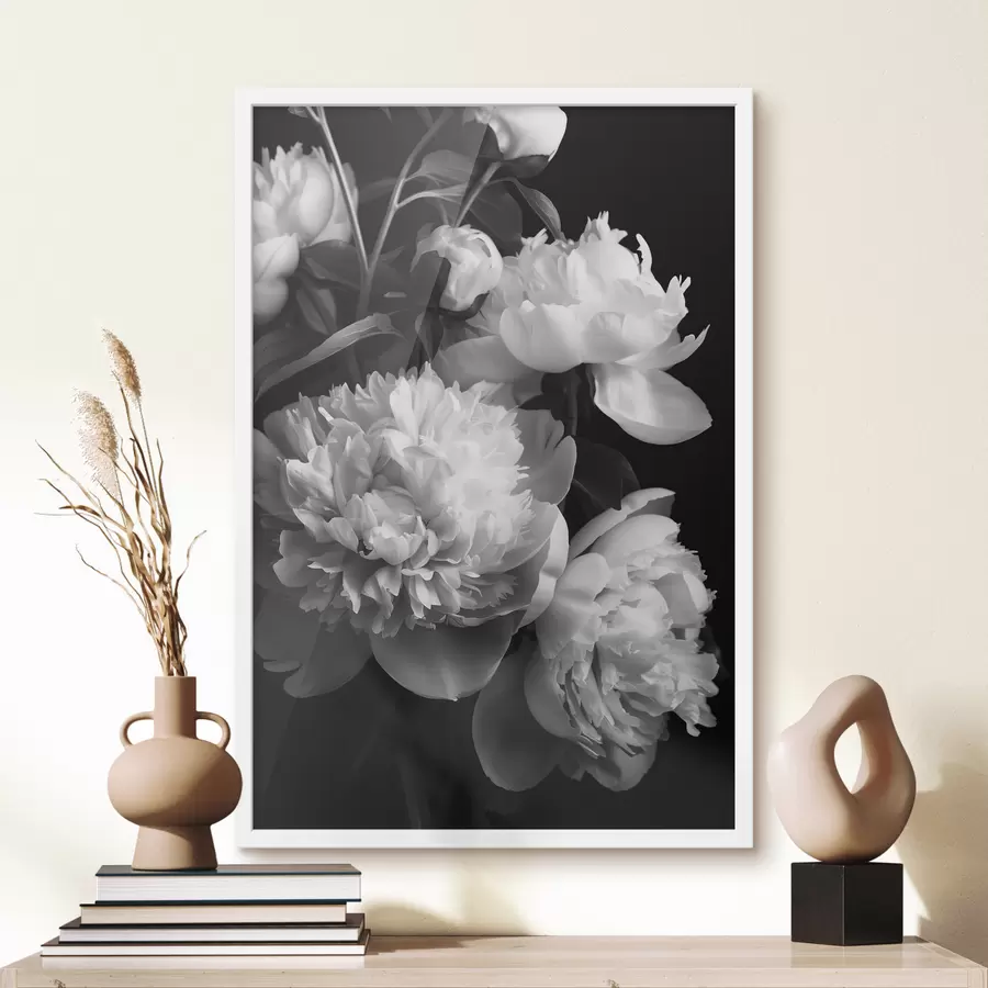 Tablouri Bujori negri și albi f39547