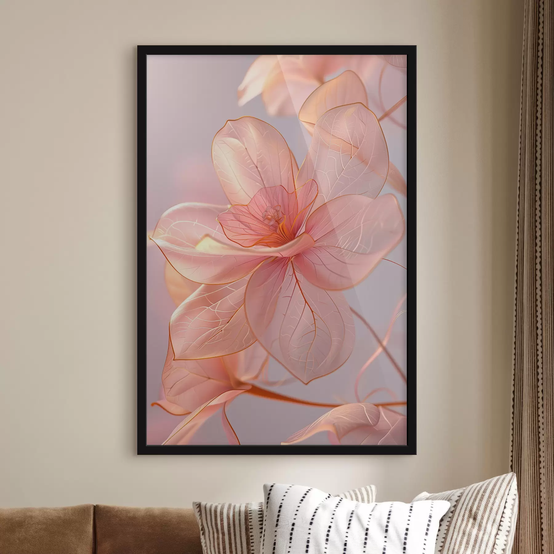 Tablouri Flori roz moale cu linii netede: minimalism și detalii delicate f39632