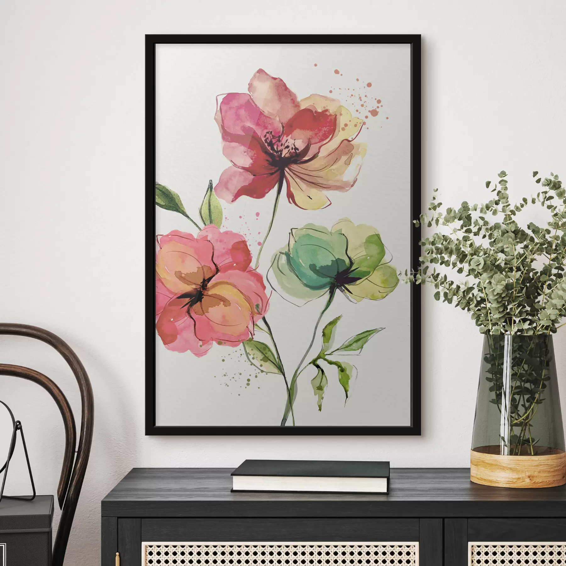 Tablouri Flori de acuarelă cu stropi de vopsea f39769