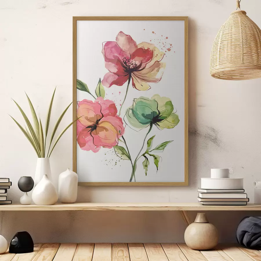 fototapet Flori de acuarelă cu stropi de vopsea f39769