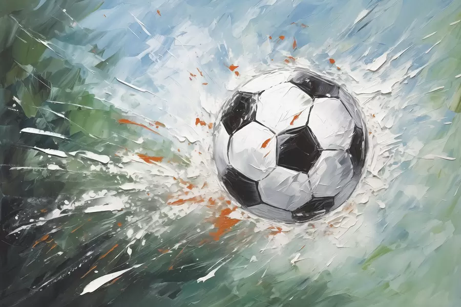 fototapet Fotbal mingea de zbor pictura in ulei arta abstracta w08117