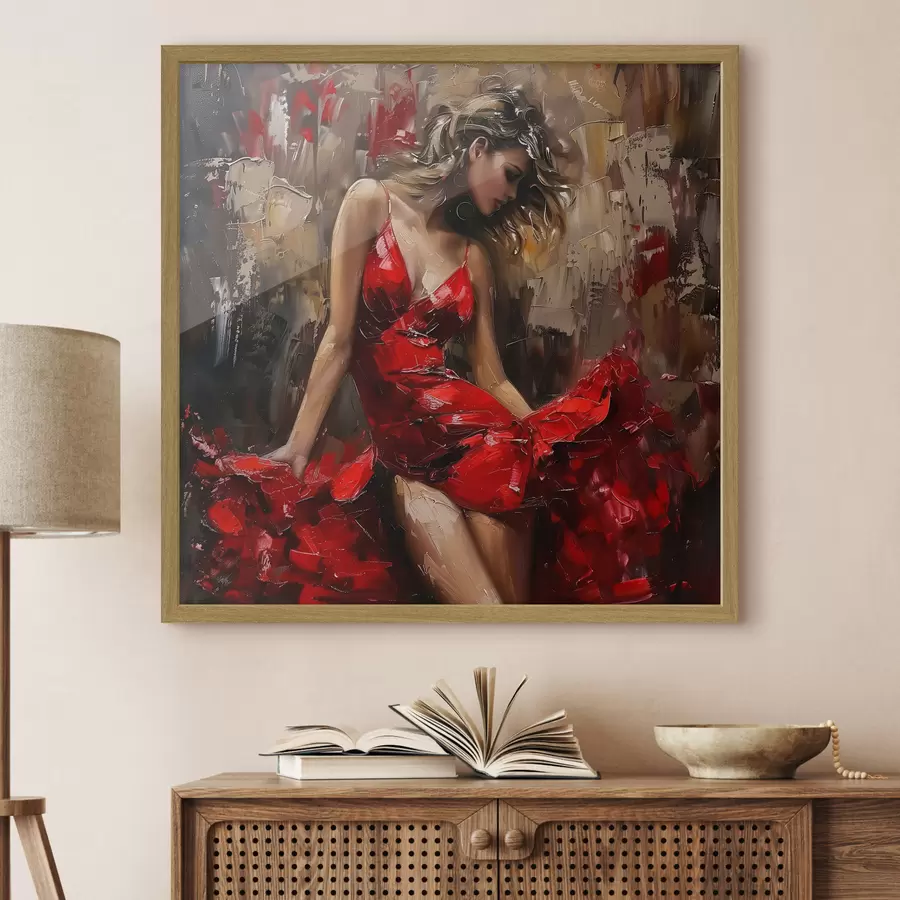 fototapet Fată în rochie roșie f39874
