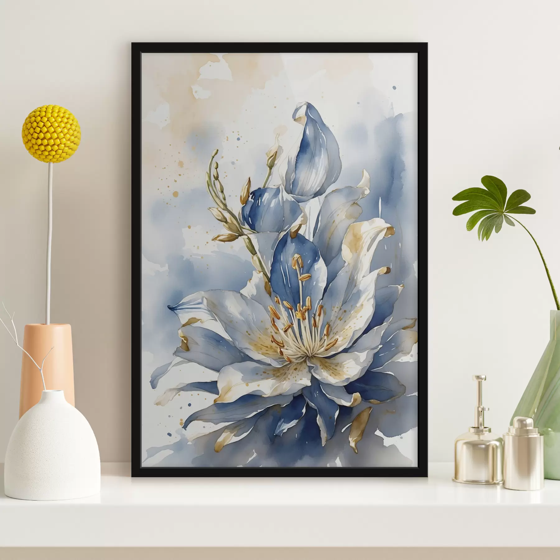 Tablouri Nufăr albastru cu acuarelă f39872