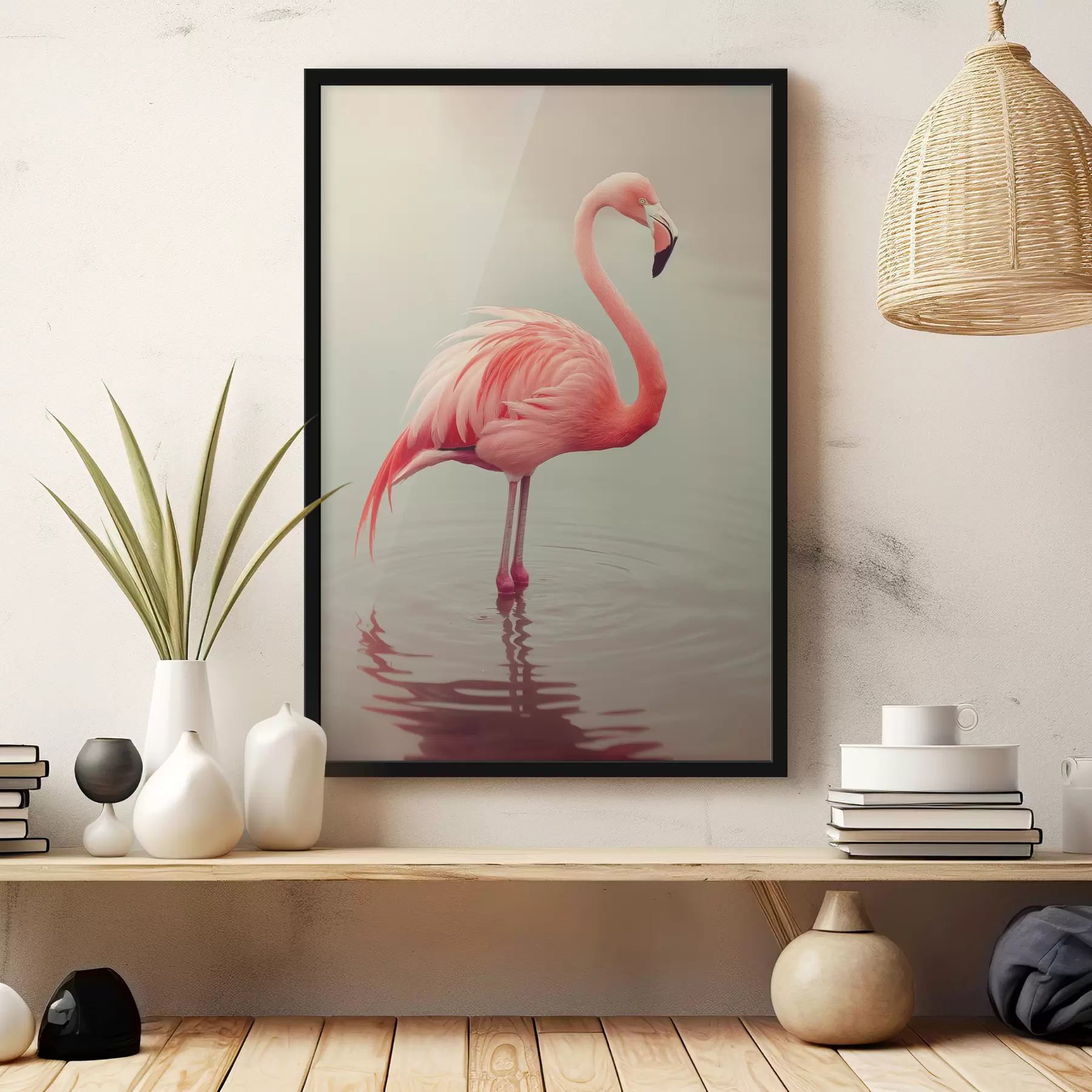 fototapet Roz, flamingo f39965