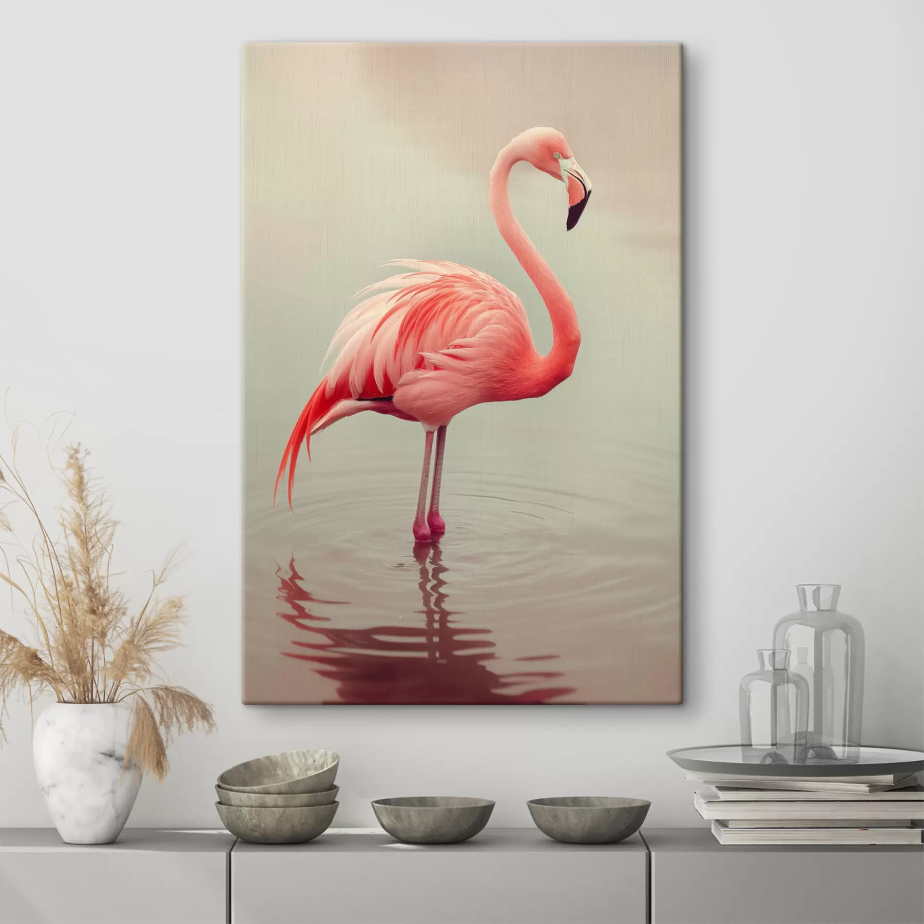 fototapet Roz, flamingo s39965