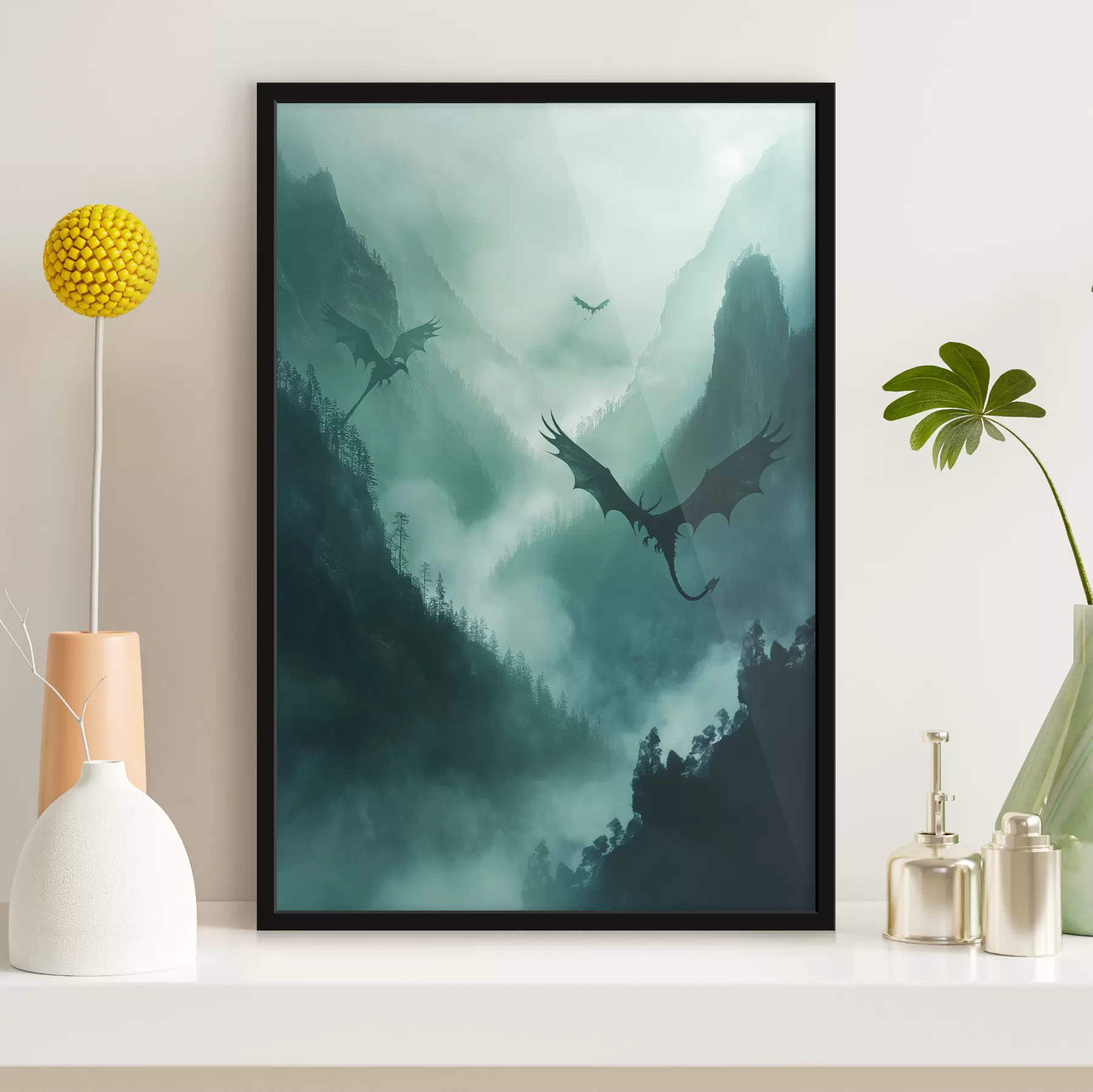 Tablouri Doi dragoni, verzi f40011