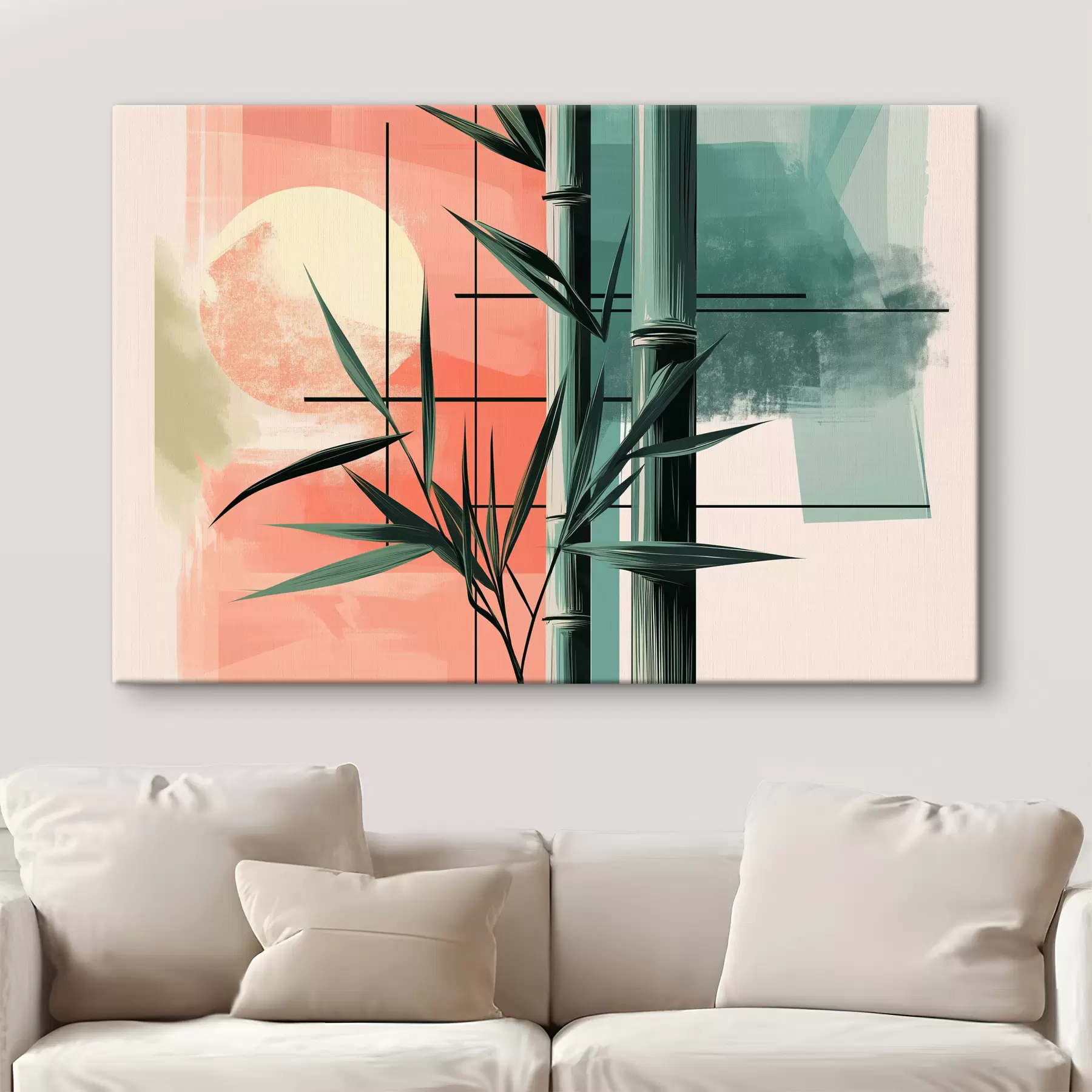 fototapet Abstract cu bambus și soare s39898