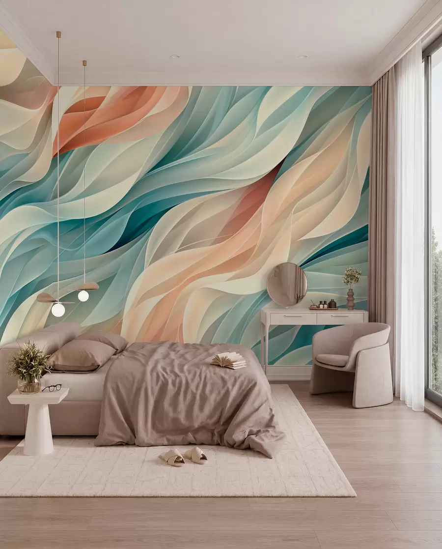 fototapet Design abstract fermecător cu valuri pastelate moi w01335