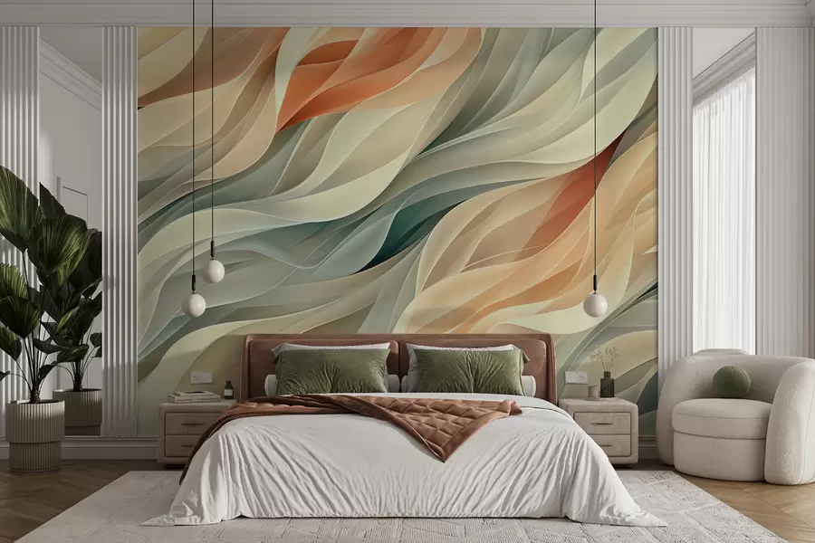 fototapet Design abstract fascinant cu valuri pastelate moi în culori calde w01335v1