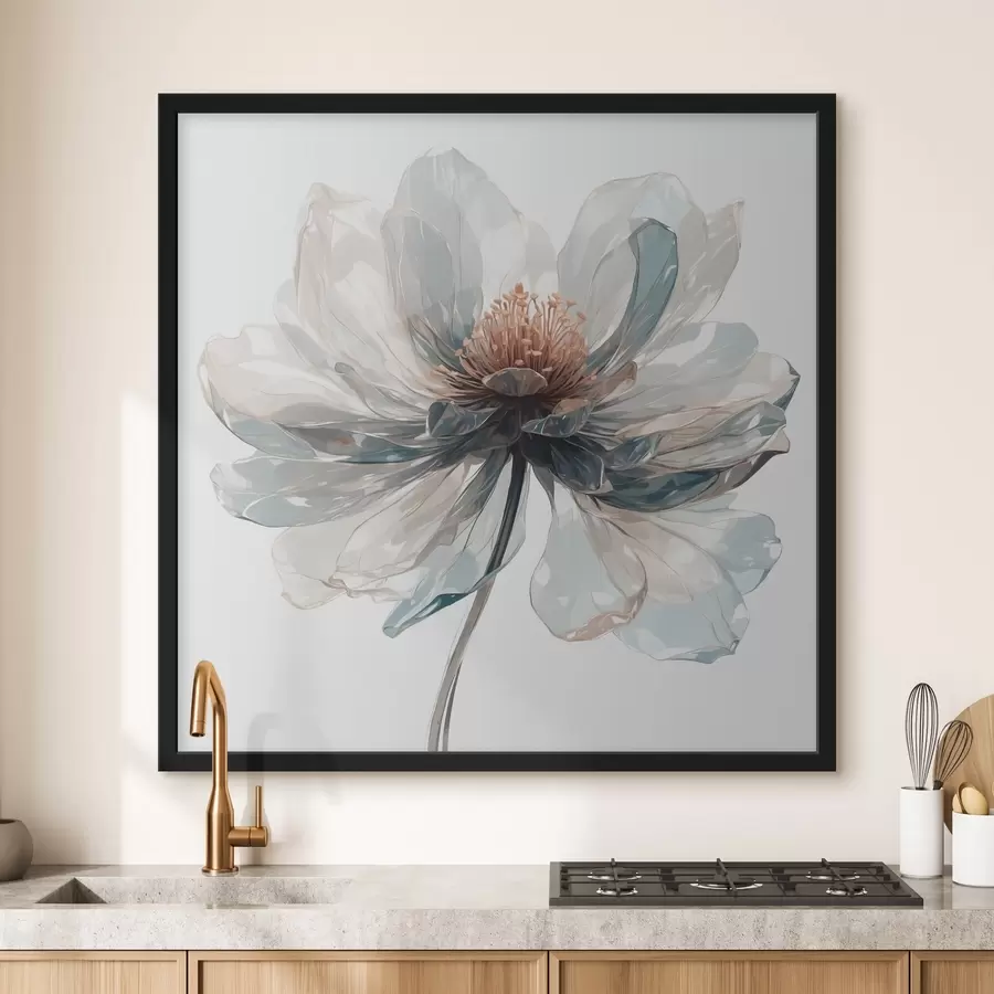 fototapet Floare albastră transparentă pe fundal alb f40067