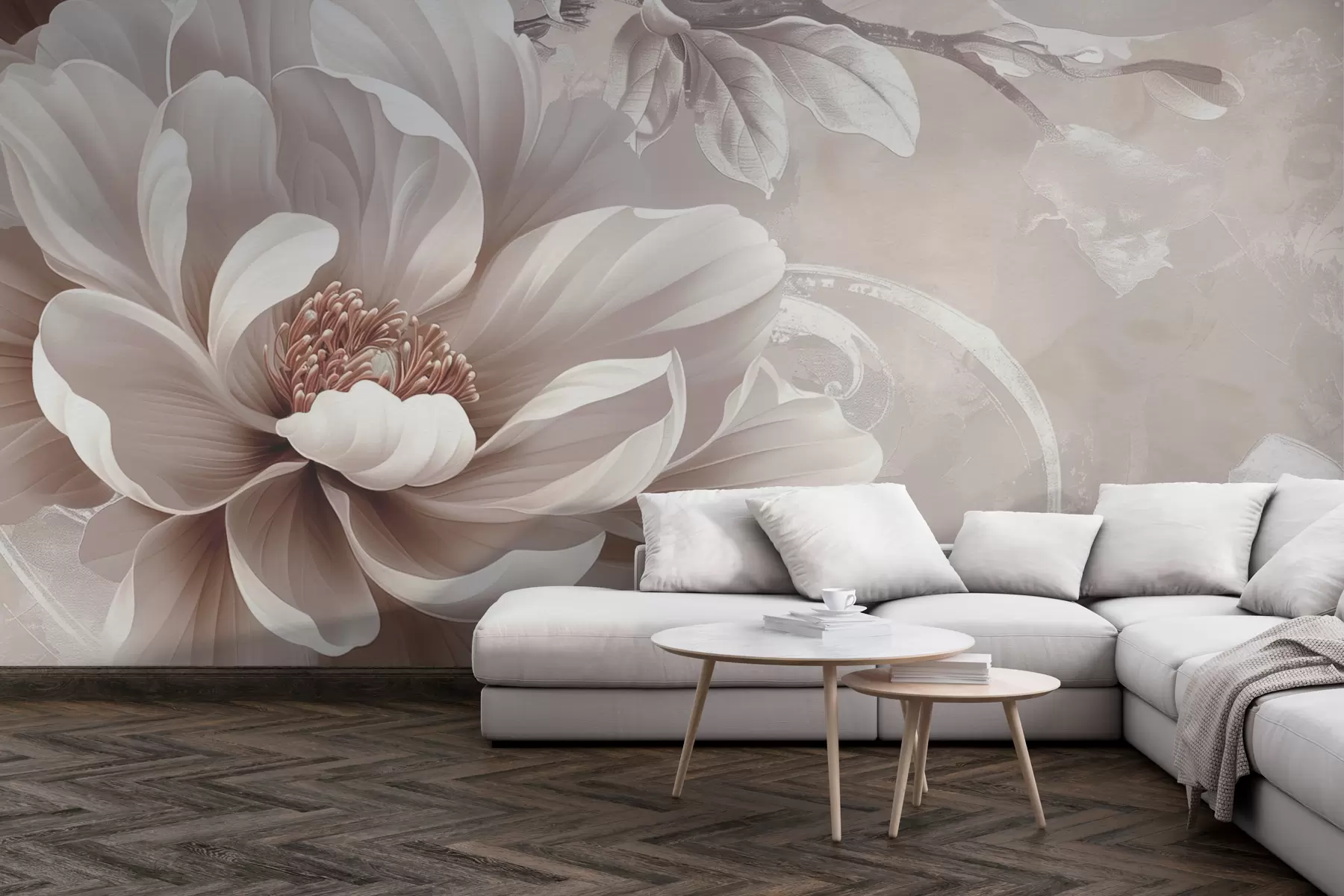 fototapet Floare mare roz prăfuit pe peretele grunge w08181v1