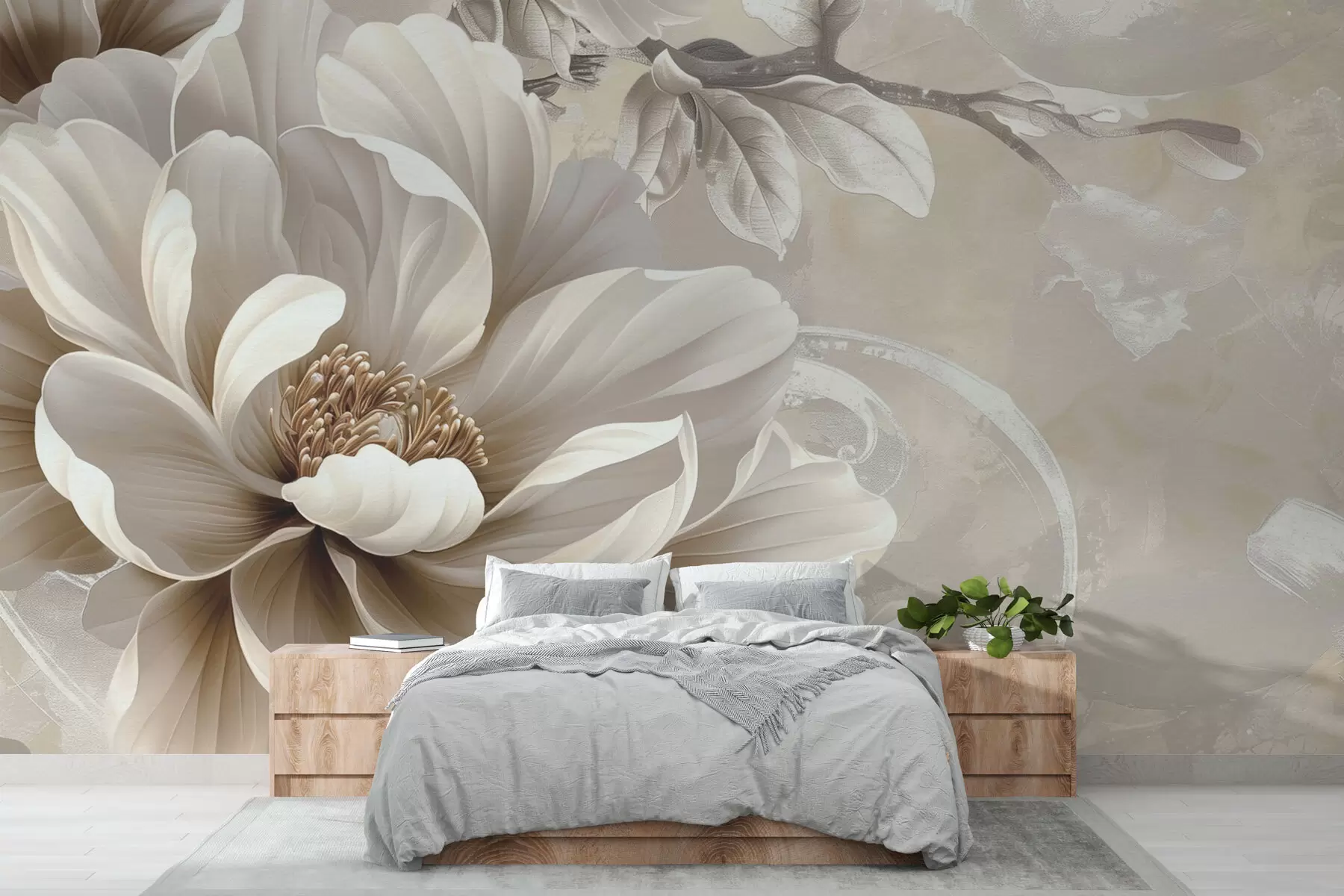 fototapet Floare mare de mure pe peretele grunge w08181v2