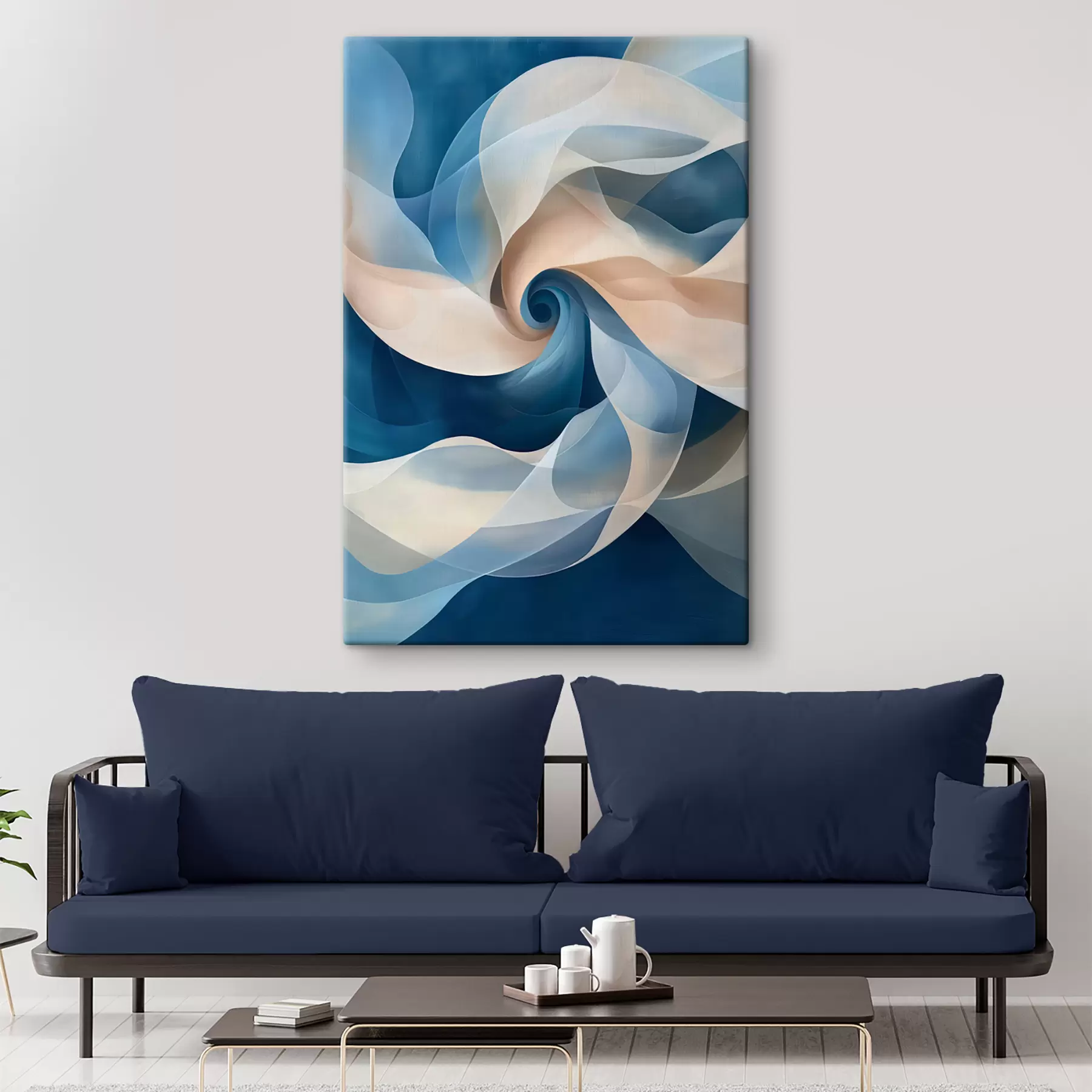 Tablouri vortex abstract bej-albastru s40249