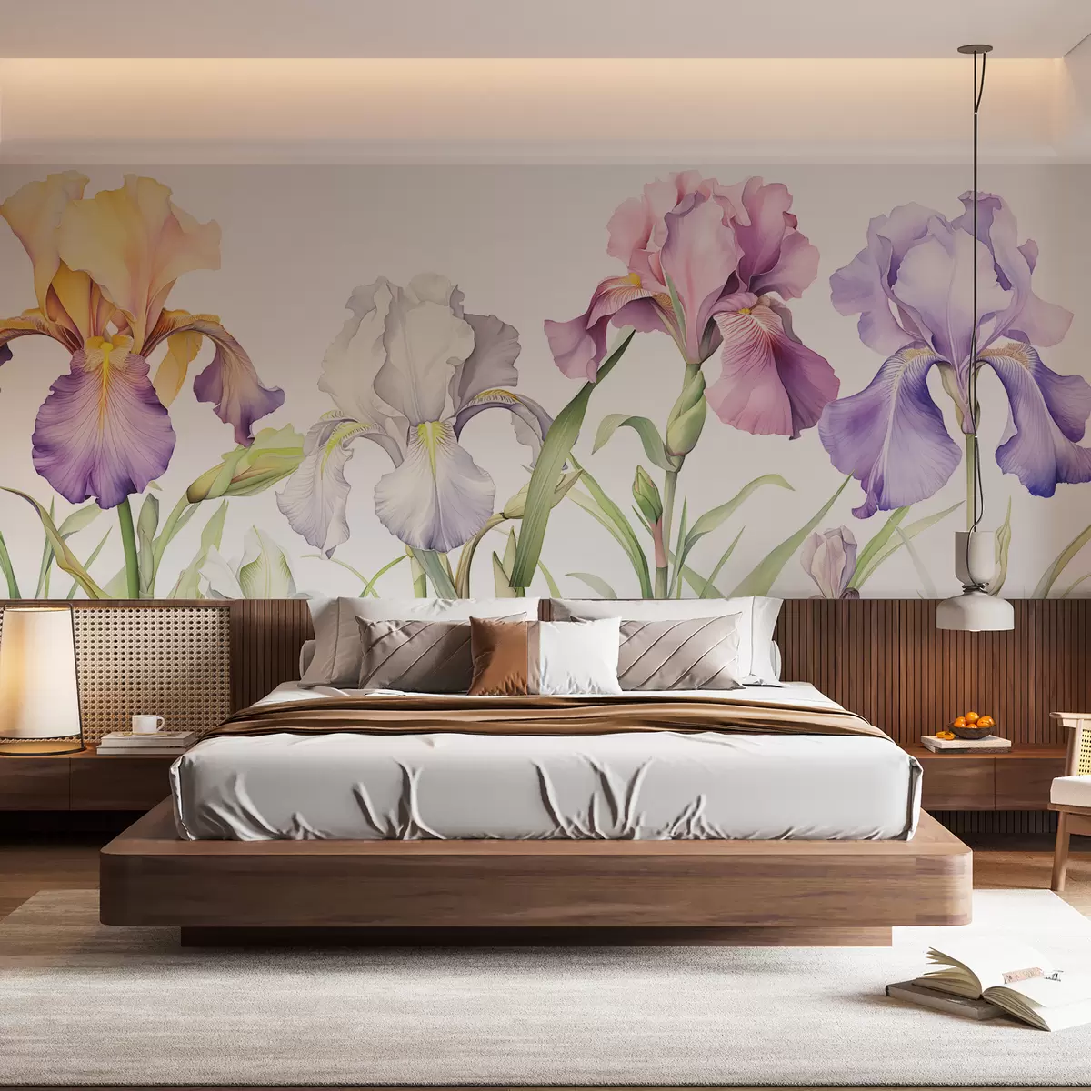 fototapet Acuarela flori irisi w01443