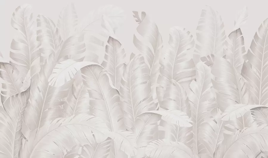 fototapet Frunze tropicale bej pastel la modă w01481