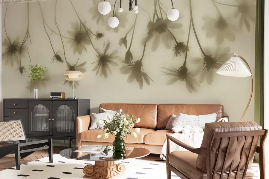 fototapet Flori delicate în ceață atârnând de sus în culori pastelate w01469v1