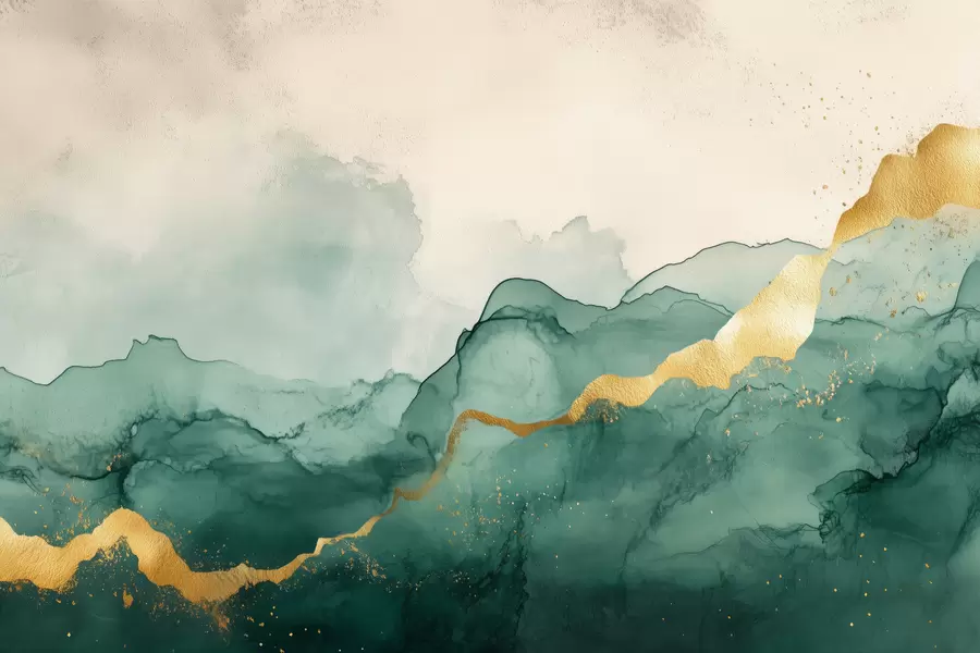 fototapet Compoziție vintage de acuarelă de smarald w01362v1