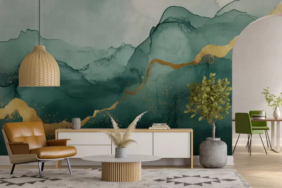 fototapet Compoziție vintage de acuarelă de smarald w01362v1