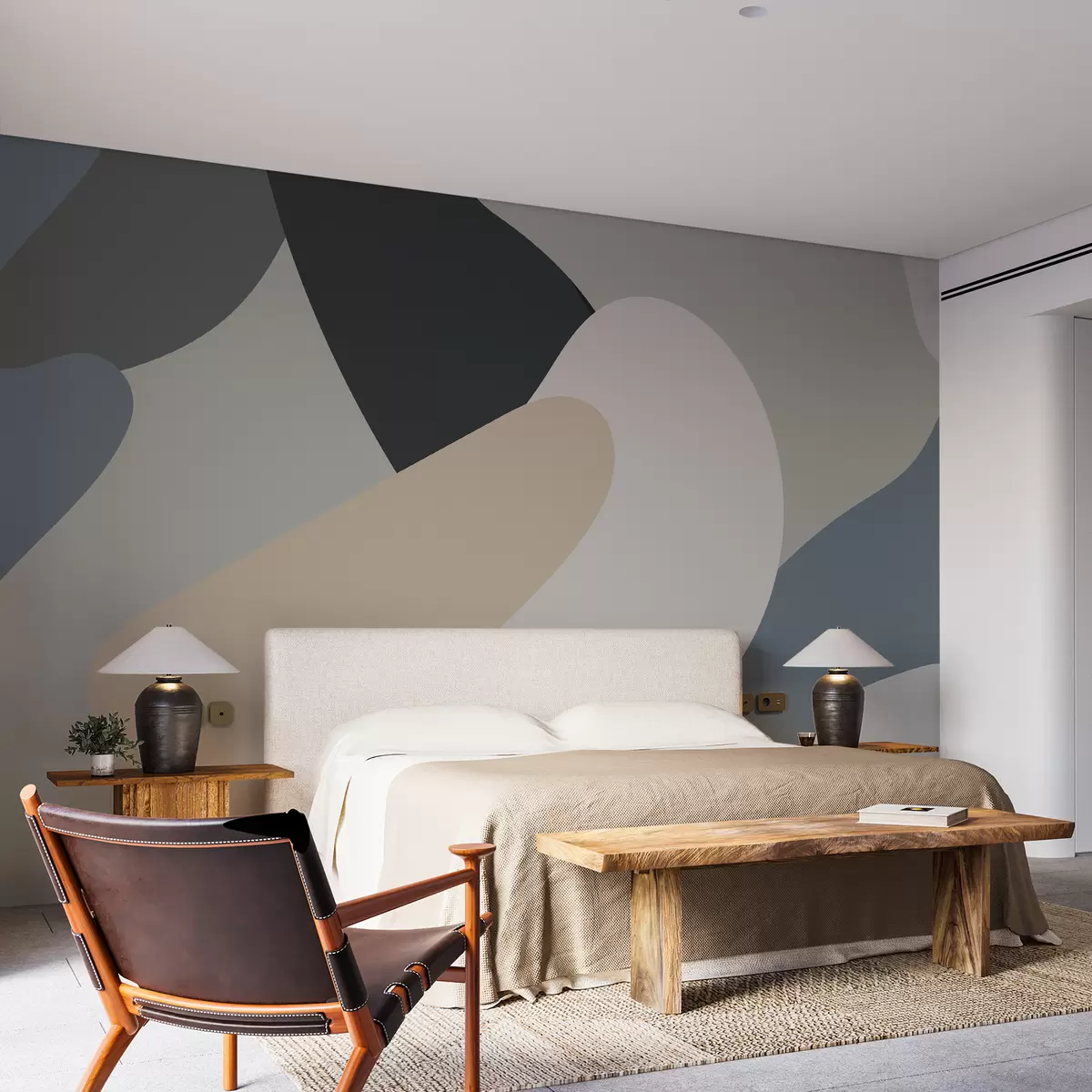 fototapet Pete, culori diferite, bej, albastru, gri w01573