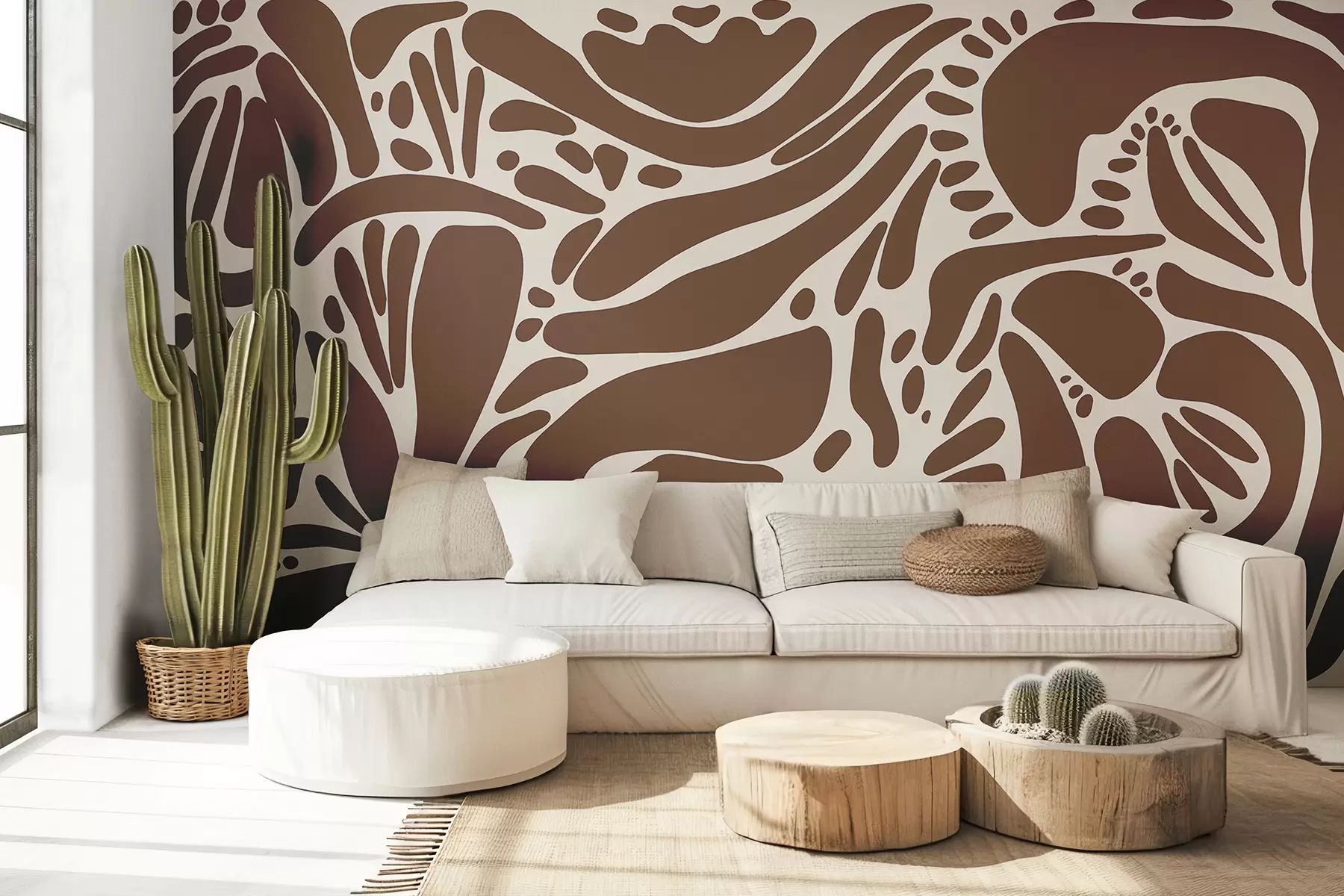 fototapet Model geometric abstract, stil tribal, culoare maro w01623v1