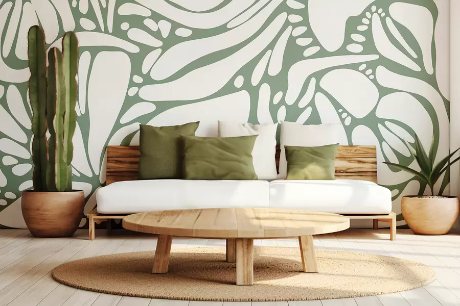 fototapet Model geometric abstract, stil tribal, culoare verde deschis w01623v2