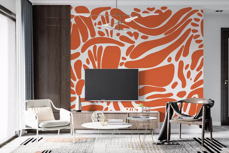 fototapet Model geometric abstract, stil tribal, culoare portocaliu w01623v6