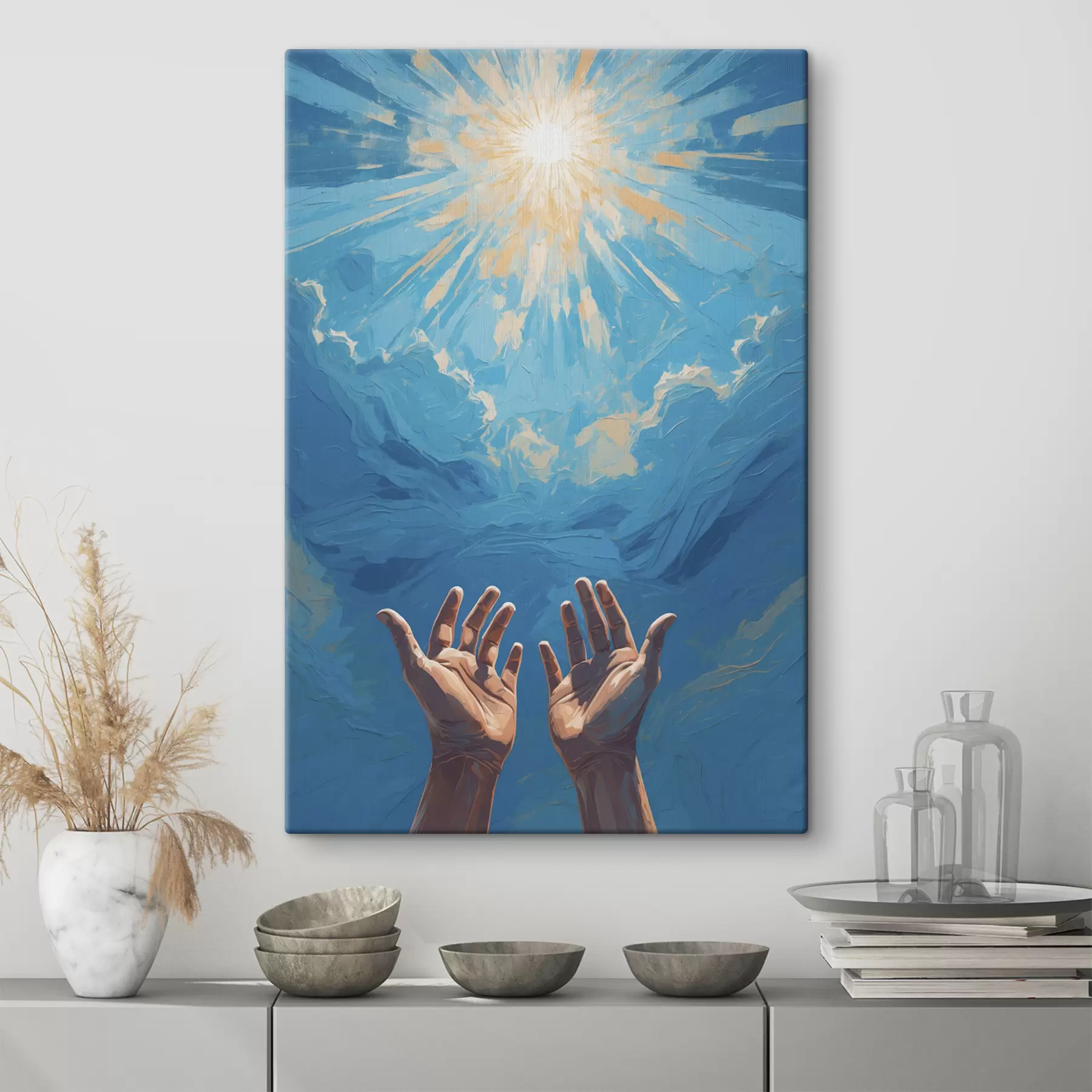 fototapet Mâini pe fundal soare s40692