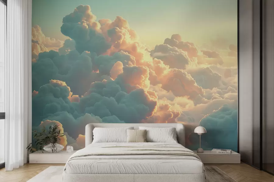 fototapet Cer luminos cu mulți nori în culori deschise w01543