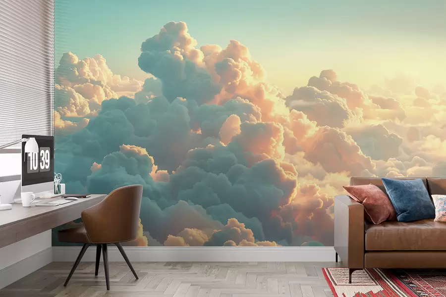 fototapet Cer luminos cu mulți nori în culori deschise w01543