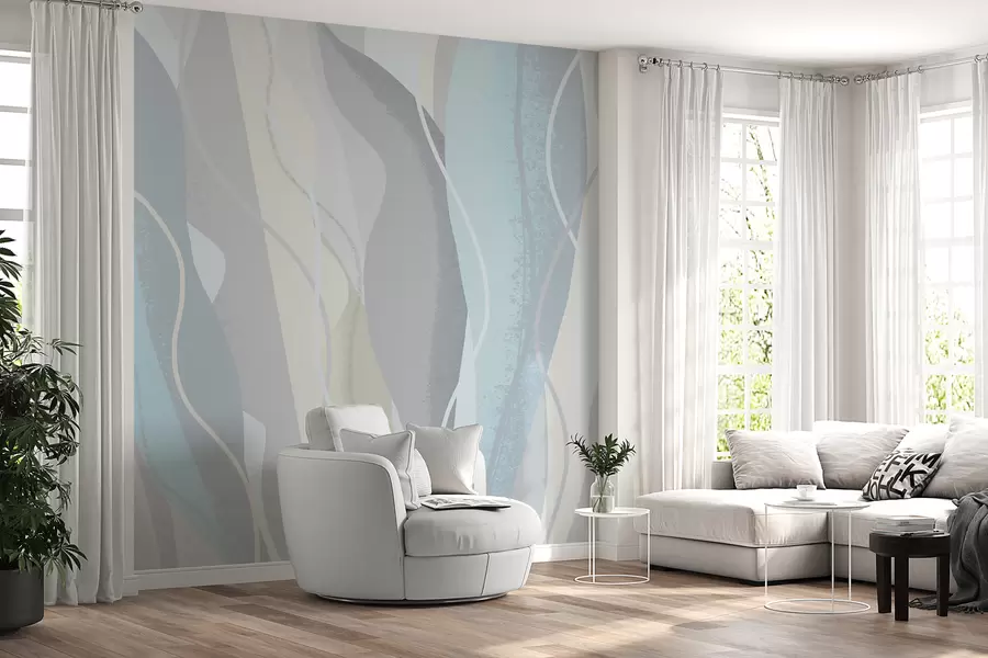 fototapet Tapet modern abstract în stil eco în culori reci și calde w01124