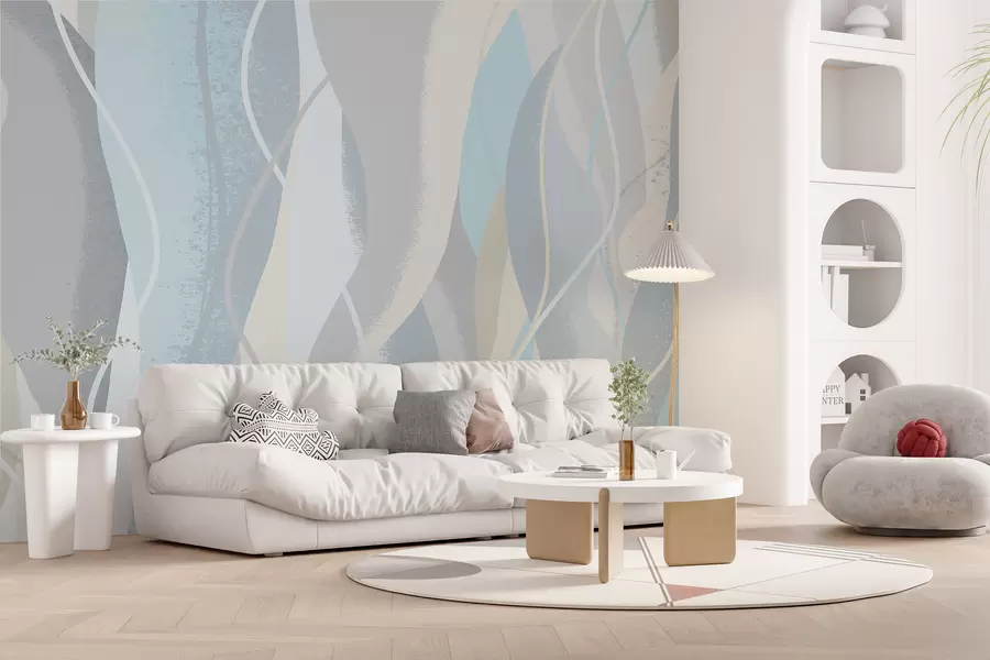 fototapet Tapet modern abstract în stil eco în culori reci și calde w01124