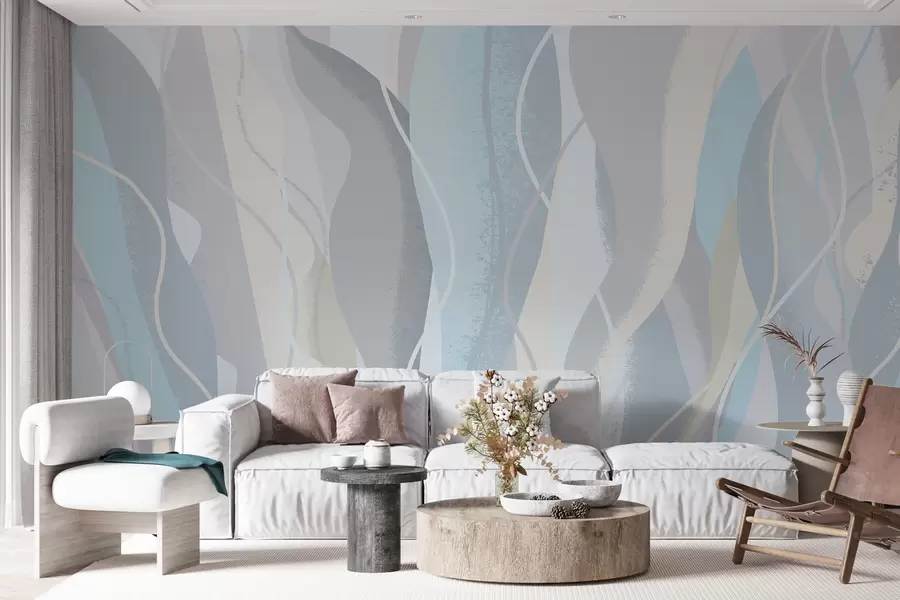 fototapet Tapet modern abstract în stil eco în culori reci și calde w01124