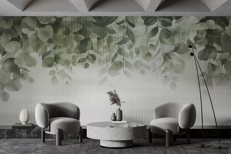 fototapet frunze de eucalipt în spatele sticlei w01677