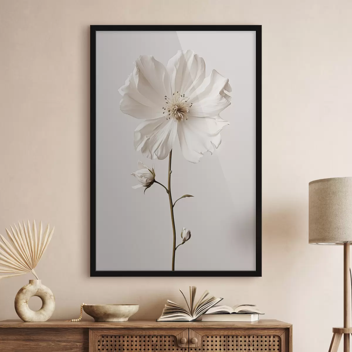 Poster Floare cu petale albe minimalism f40881