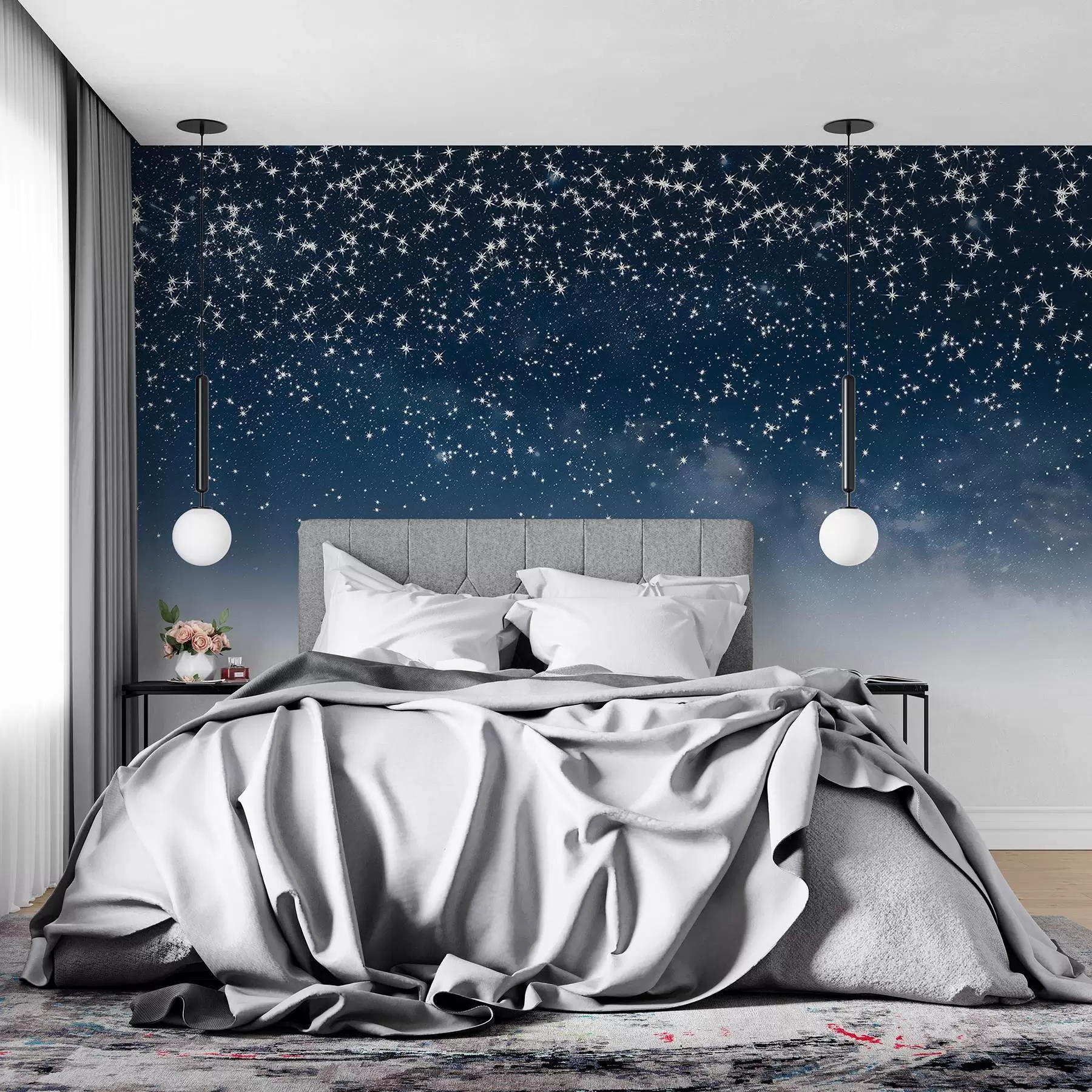 fototapet Cer de noapte înstelat, gradient moale, cosmic, constelații w01797v1