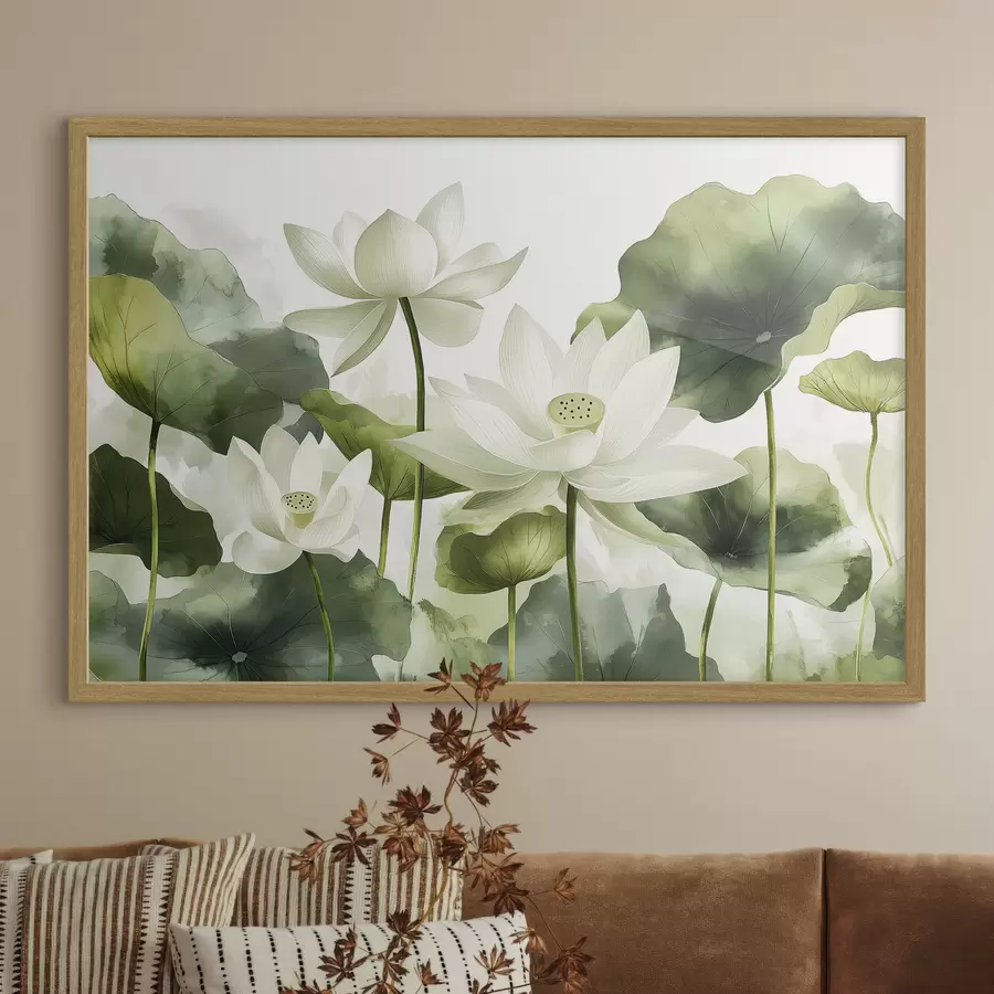 fototapet Frumoase flori de lotus acuarelă f41227