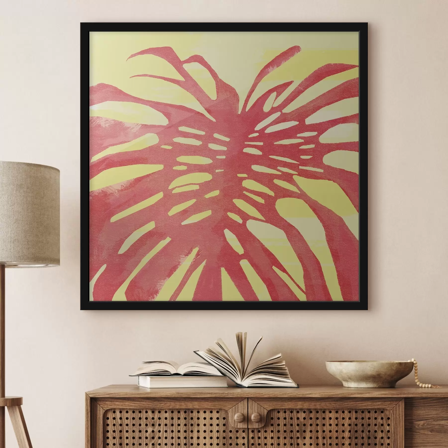 Tablouri Explozie tropicală abstractă roșie și galbenă f38283