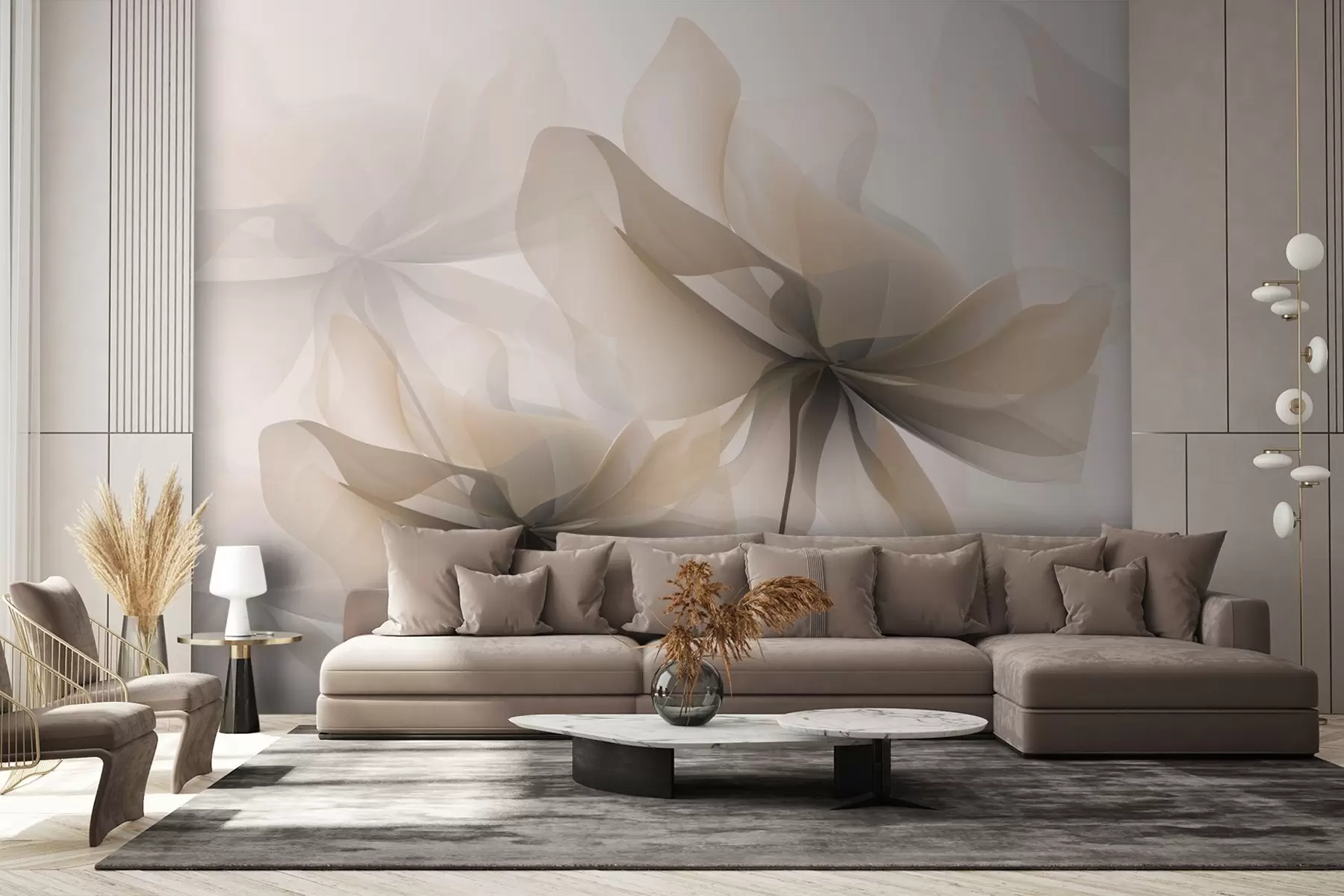 fototapet Flori mari bej translucide w01926v2
