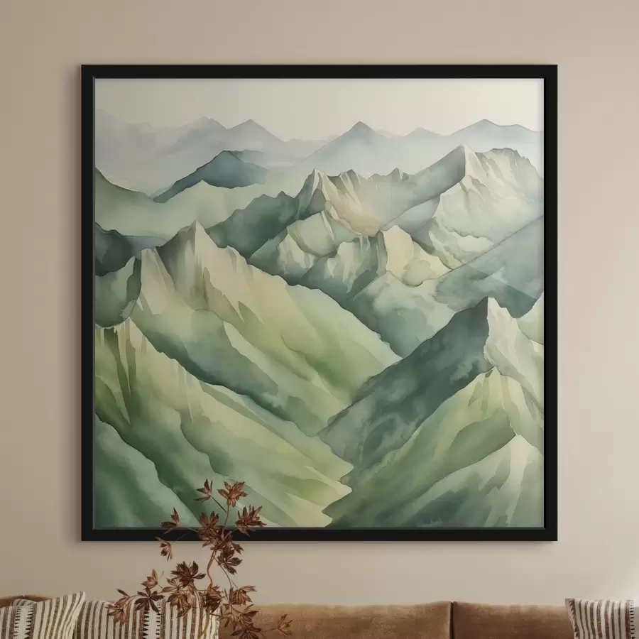 fototapet Munți senini în nuanțe de verde blând f38909