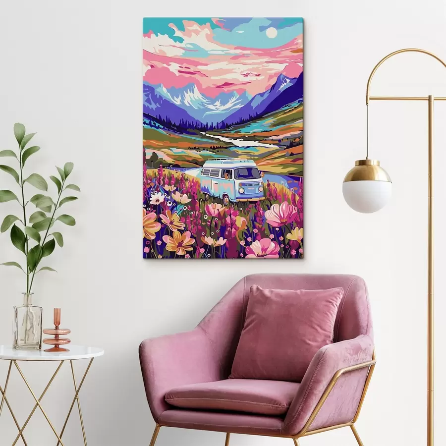 Tablouri O dubiță trece printr-un câmp de flori s38260