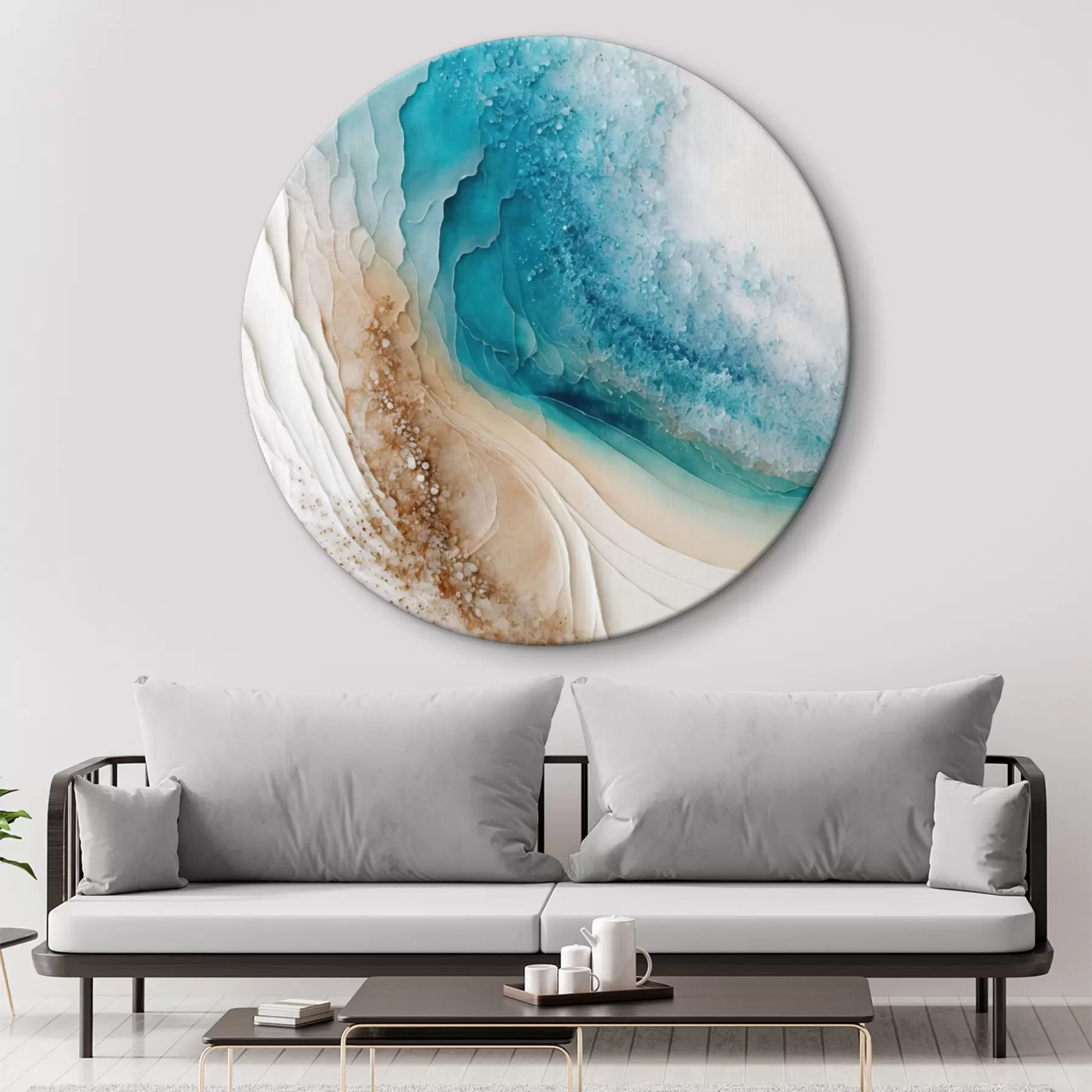 Tablouri Turcoaz și alb fluid art r36029