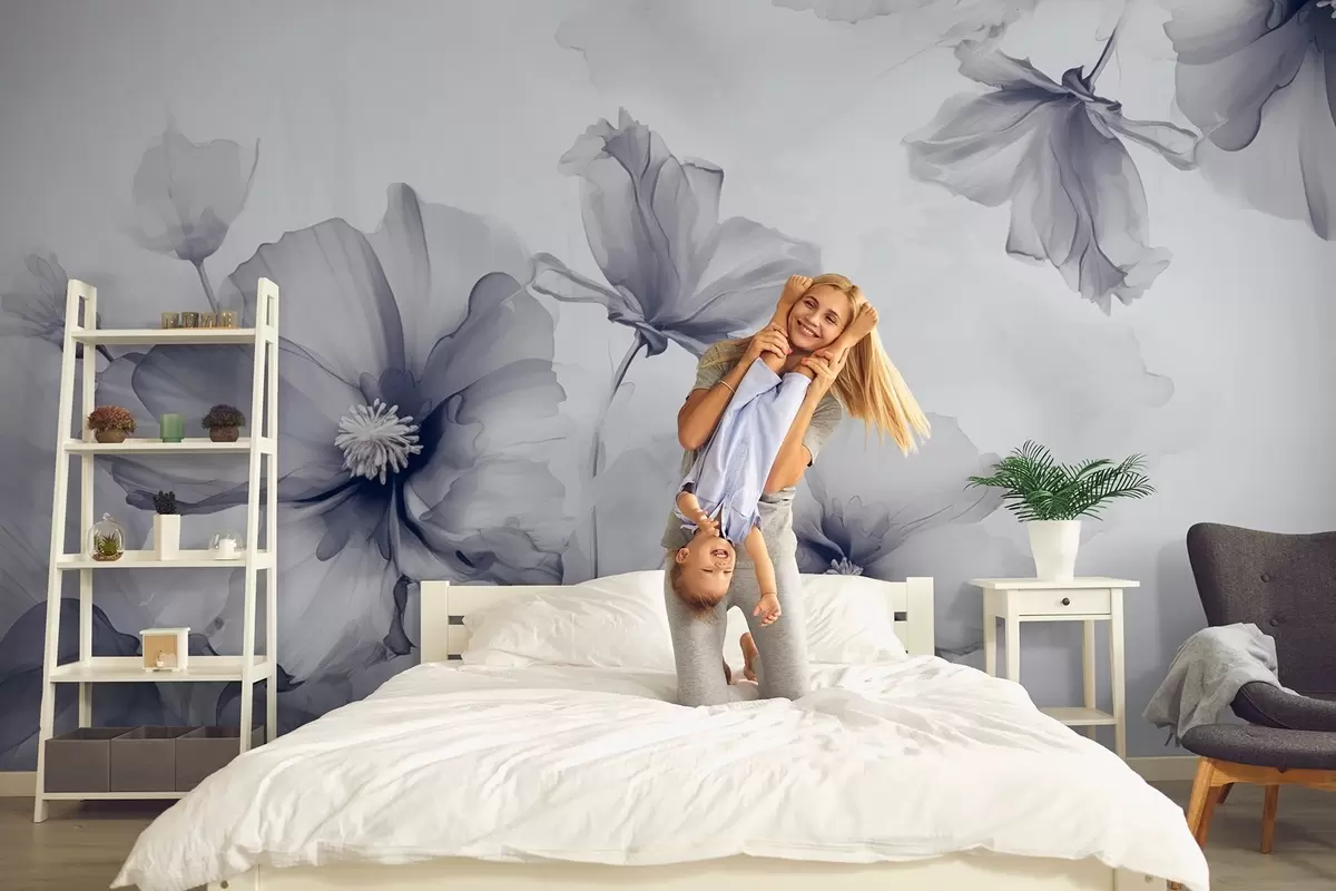 fototapet Flori albastre translucide, aerisite, care se dizolvă în lumina dimineții w01938v2