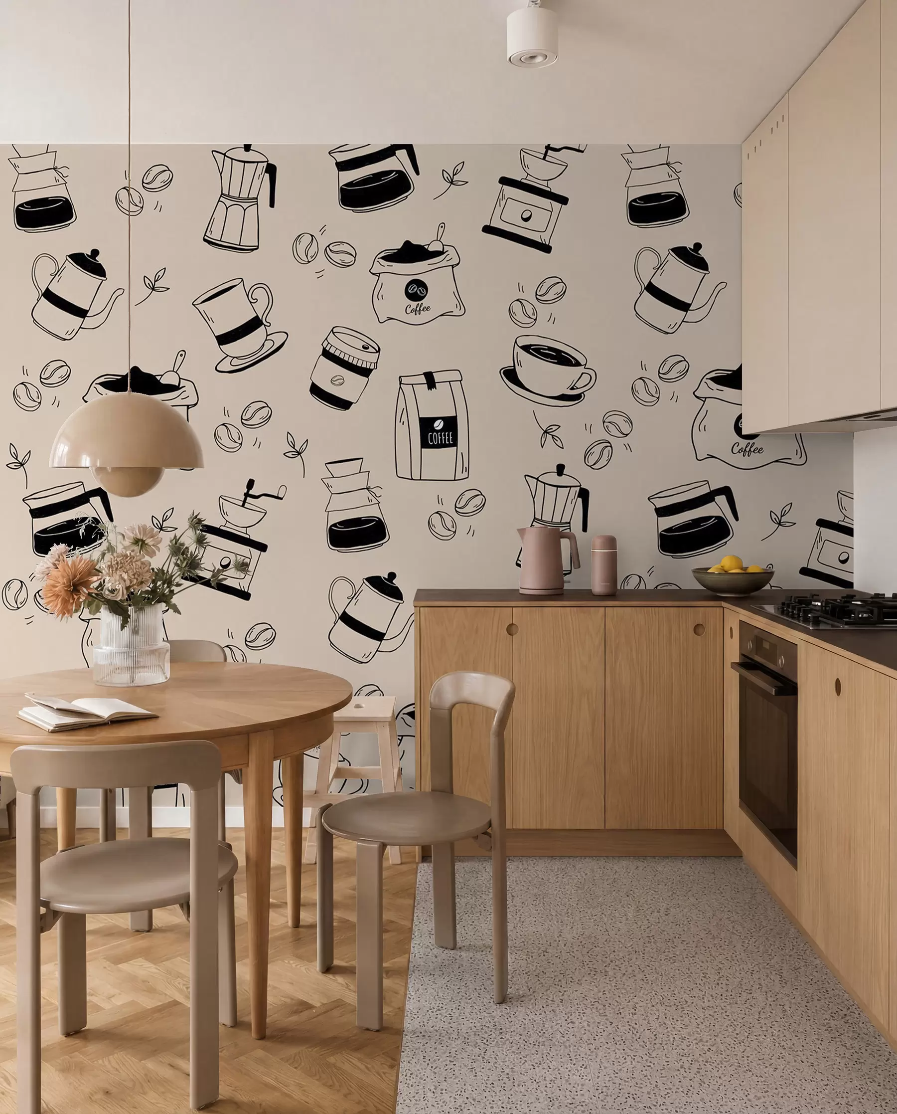fototapet Detalii de cafea pe un fundal deschis w02002
