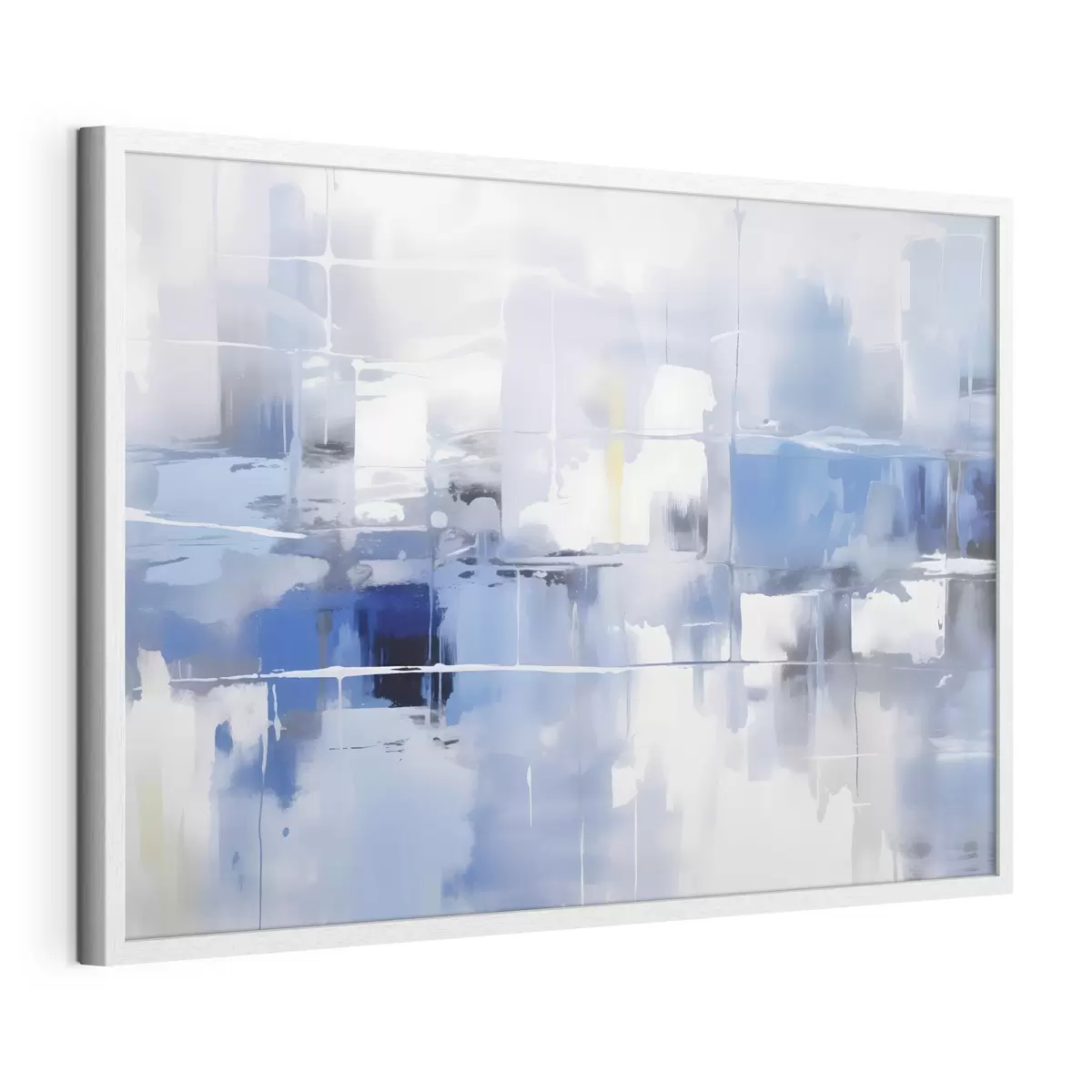 Poster O abstracție modernă în nuanțe de albastru, alb și gri, cu linii și forme neclare f41269